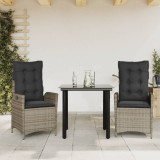 Gossi set mobilier de gradina cu perne, 3 piese, gri, poliratan