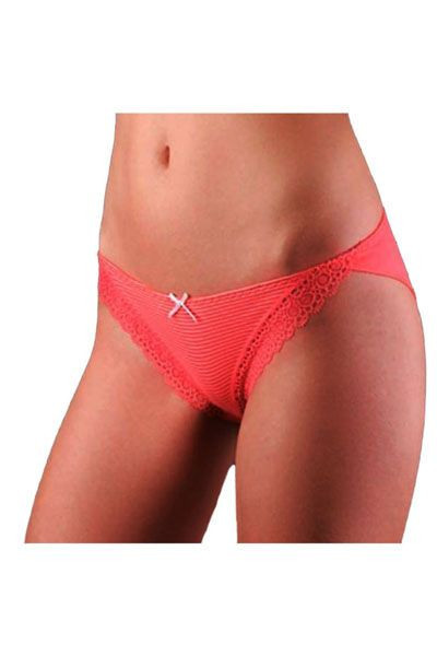 Chilot tanga din bumbac cu dantelă, Esli LTA 130 - Coral, 94 (S)