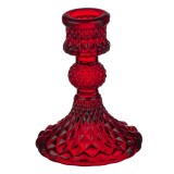 Sfesnic decorativ de Craciun din sticlă roșie cu model romburi, CMCLASS