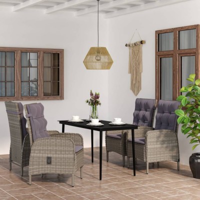 vidaXL Set de servit masa pentru grădină, 5 piese, gri și negru 3099373 foto