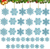 Set de 36 fulgi de zapada cu sclipici TUIBEIDAMAI, plastic, albastru, 10 cm/7,5 cm