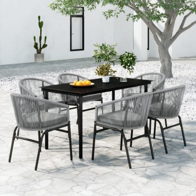 vidaXL Set mobilier de grădină, 7 piese, gri 3099236 foto