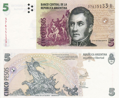 ARGENTINA 5 pesos ND (2002-2013) UNC!!! foto