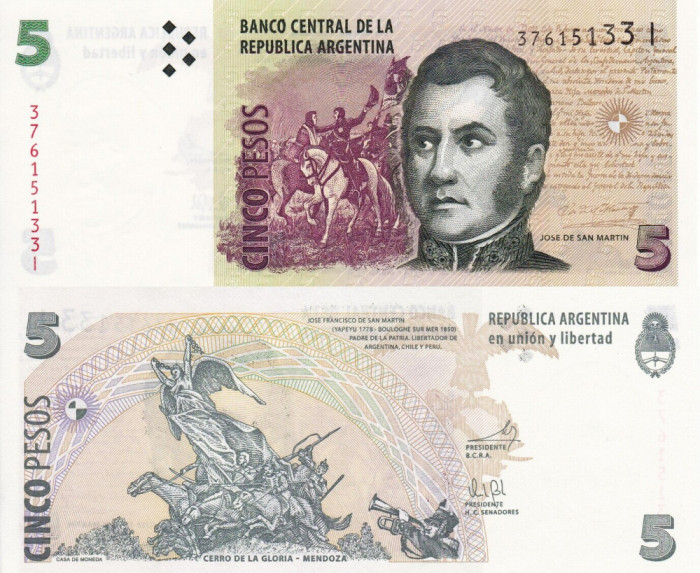 ARGENTINA 5 pesos ND UNC!!!