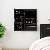Cumpara ieftin Dulap de bijuterii cu oglindă și lumini LED, de perete, negru