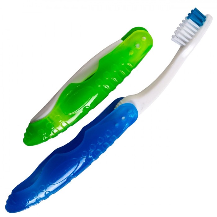 Set Periuțe de Dinți, Pliabil, 2 Bucăți, Albastru și Verde