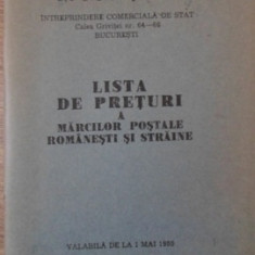 LISTA DE PRETURI A MARCILOR POSTALE ROMANESTI SI STRAINE. VALABILA DE LA 1 MAI 1980-COLECTIV