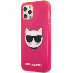 Husa TPU Karl Lagerfeld Choupette Head pentru Apple iPhone 12 Pro Max, Ciclam KLHCP12LCHTRP