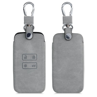 Husa Cheie Auto pentru Renault / Dacia - 4 Butoane - Keyless Go, kwmobile, Piele ecologica, Gri, 48563.22 foto