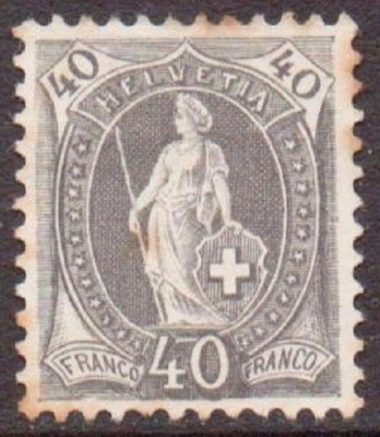 Switzerland 1882 Helvetia, 40c gray, perf. 11 1/2 x 12, Mi.61D, MH AM.237 foto