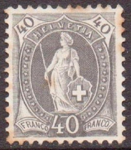 Switzerland 1882 Helvetia, 40c gray, perf. 11 1/2 x 12, Mi.61D, MH AM.237