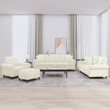 vidaXL Set de canapele cu perne, 4 piese, crem, catifea 3202208
