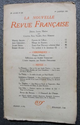 La Nouvelle Revue Francaise no 208, 1er janvier 1931 foto