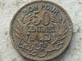 TUNISIA-50 CENTIMES 1921, Africa, Bronz-Aluminiu