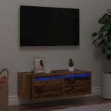 Gossi comoda tv cu lumini led, lemn vechi, 75x35,5x25 cm