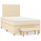 Cumpara ieftin Pat continental cu saltea, crem, 120x190 cm, textil