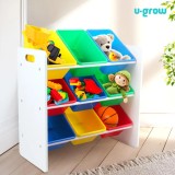 Raft depozitare jucarii cu 9 cosuri multicolore, U-Grow