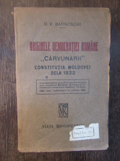 ORIGINILE DEMOCRATIEI ROMANE -D.V.BARNOSCHI,IASI 1922 foto