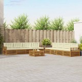 vidaXL Set de canapele de exterior cu pernă 9 pcs Natural și Crem 3373210