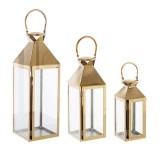 Cumpara ieftin Set 3 felinare otel auriu Flurry 10x10x27 cm, 14x14x40 cm, 18x18x53 cm