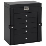 Cutie de bijuterii cu 6 straturi cu oglinda incuiata neagra