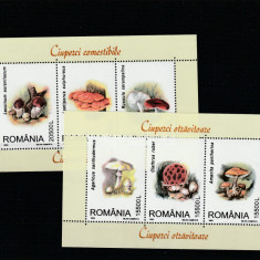 Romania 2003-Flora,Ciuperci comestibile si otravitoare,blocuri dantelate,MNH