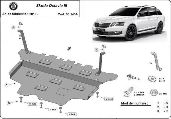 Scut motor metalic Skoda Octavia III Cutie Automata 2013-2019