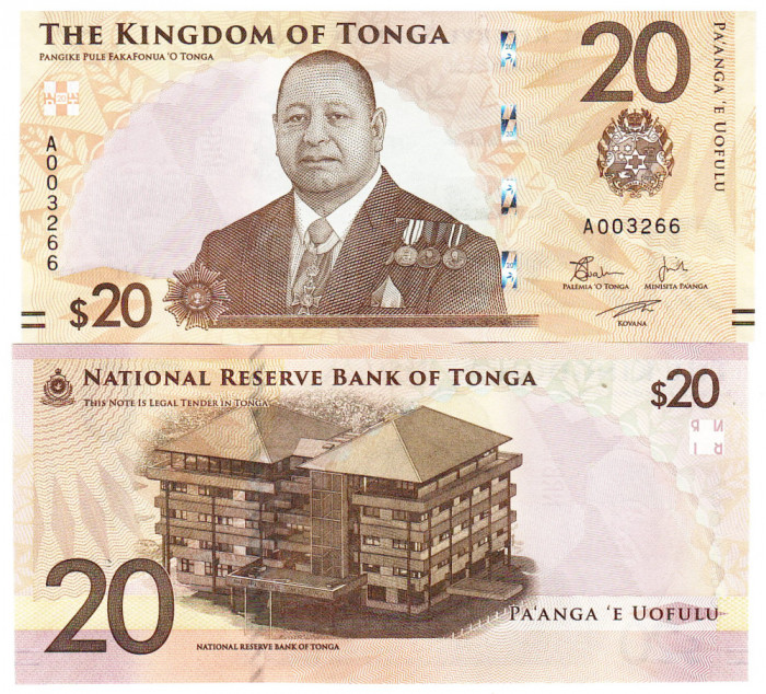 Tonga 20 Pa&#039;anga 2023-2024 P-53 UNC