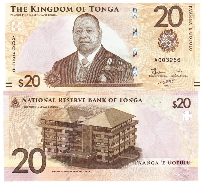 Tonga 20 Pa&#039;anga 2023-2024 P-53 UNC