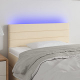 VidaXL Tăblie de pat cu LED, crem, 80x5x78/88 cm, textil