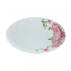 Set 12 Farfurii Adanci Opal Alb Model Bujori Decor 23cm V225/400 DNC42481 foto