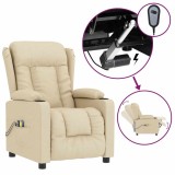 Cumpara ieftin Fotoliu de masaj electric rabatabil, crem, textil