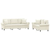 Cumpara ieftin Set de canapele cu perne, 2 piese, crem, catifea