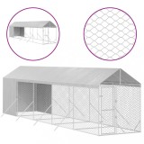 Cumpara ieftin Padoc exterior cu acoperis argintiu 2x10x2,5 m otel galvanizat
