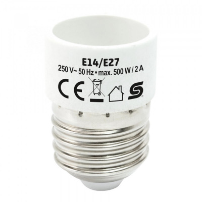 Adaptor soclu E14 mama la mufa E27 tata 500W 2A alb HOME foto