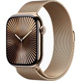Apple Watch Seria 10, GPS + Cellular, 46 mm, Gold Titanium Case, Gold Milanese Loop, S/M