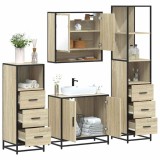 vidaXL Set de mobilier de baie din 4 piese din lemn de stejar Sonoma 3301276