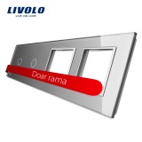 Cumpara ieftin Panou frontal Livolo din sticla gri pentru 2 intrerupatoare touch si 2 prize