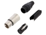 Conector XLR mamă PIN 4 drept cablu lipire argintat