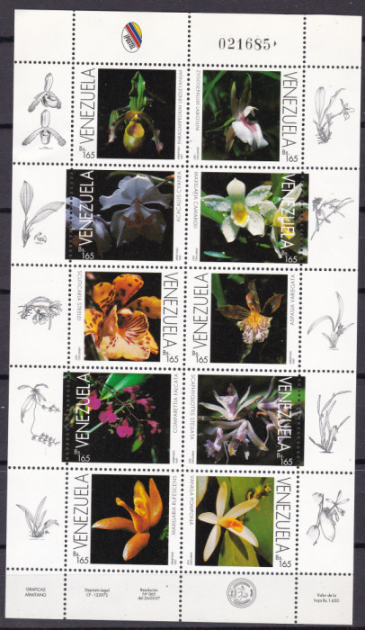 Venezuela 1997 flori orhidee MI 3074-3083 MNH