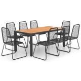 Cumpara ieftin Set mobilier de gradina, 9 piese, negru si maro, ratan PVC