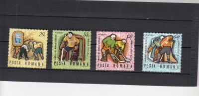 ROMANIA 1970 LP 718 CAMPIONATELE MONDIALE HOCHEI PE GHEATA SERIE MNH foto