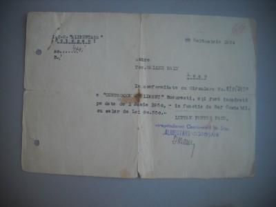 HOPCT DOCUMENT VECHI 403 - I C S ALIMENTARA BOTOSANI 1950 foto