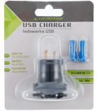 Incarcator Incorporat USB QC3.0 + Usb 6A Cu Voltmetru Si Intrerupator Mecanic Carmotion 63206