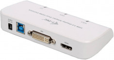 Adaptor USB 3.0 Itec Dual Display 1x HDMI 1x DVI 1x VGA Full HD Alb foto