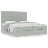 Gossi cadru de pat otoman cu saltele gri deschis 200x200cm catifea
