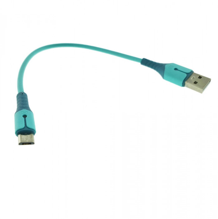 Cablu premium de incarcare rapida, LED, USB 2.0 tata la micro USB tata, CB-30-025-MC-BL, Liquid Soft Rubber, 25 cm, 3A, albastru