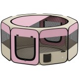 PawHut Parc pliabil pentru c&acirc;ini și pisici țarc portabil pentru animale mici impermeabil din țesătură Oxford &Oslash;120x58cm Roz | Aosom Romania