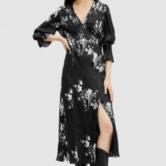 AllSaints rochie ANI IONA DRESS culoarea negru, midi, evazati, W003DA