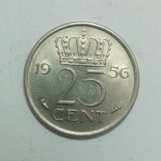 Olanda - 25 cent - 1956 (moneda, M0086) foto